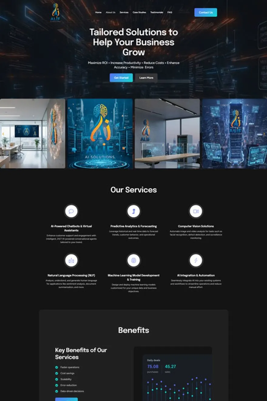 Alif AI Solutions website — built by Muhammad Kamran