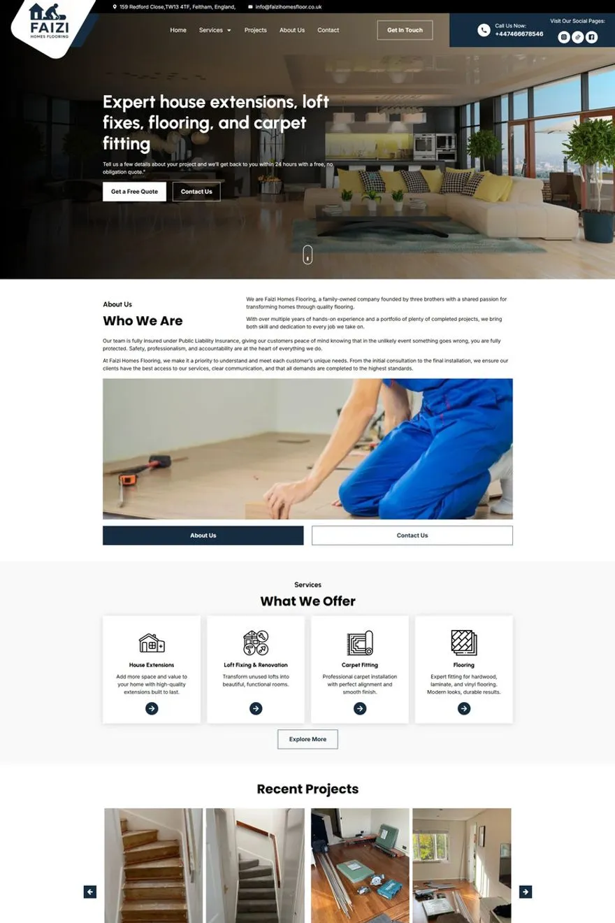 Faizi Homes Flooring website — built by Muhammad Kamran