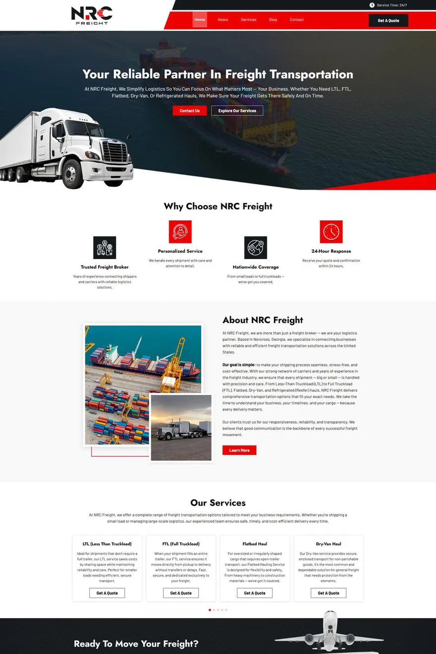 NRC Freight website — built by Muhammad Kamran