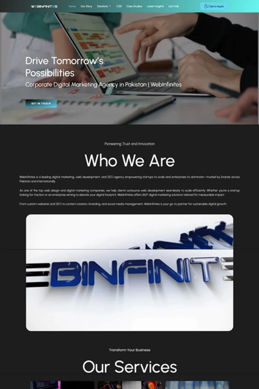 Webinfites website — built by Muhammad Kamran